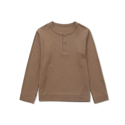 Tricou cu mâneci lungi pentru copii Haine băiețel pentru fetiță Costum din bumbac pentru copii Îmbrăcăminte pentru copii Topuri pentru copii cu nervuri Lenjerie de dormit pentru bebeluși