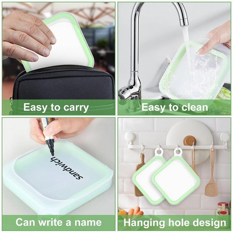 6 colių nešiojama sumuštinių talpykla silikoninė maisto laikymo dėžutė su dangčiu Studentų biuro darbuotojo pietų užkandžių dėžutė virtuvės priedai