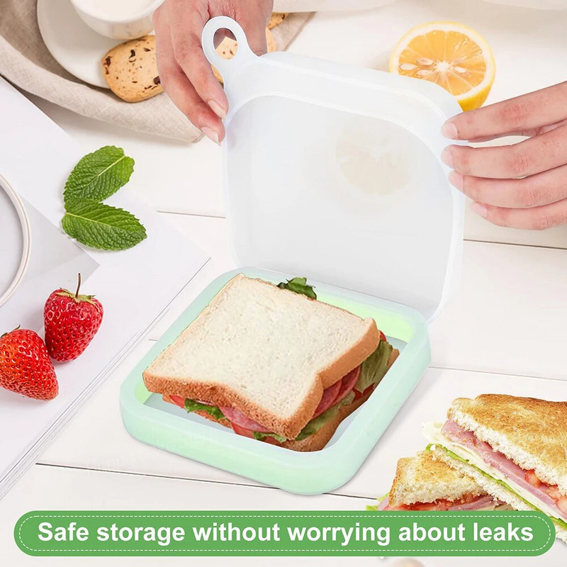 6 colių nešiojama sumuštinių talpykla silikoninė maisto laikymo dėžutė su dangčiu Studentų biuro darbuotojo pietų užkandžių dėžutė virtuvės priedai