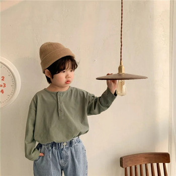 Παιδικά μακρυμάνικα μπλουζάκια με κορεάτικο στυλ 2022 Άνοιξη για αγόρια και κορίτσια Βαμβακερά φαρδιά μπλουζάκια Παιδικά ρούχα