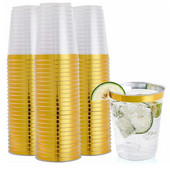 20 de bucăți pahare de vin de unică folosință, 12 oz, cești din plastic dur transparent, cu ramă de plastic