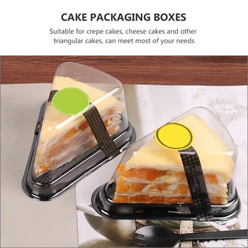 Διαφανή δοχεία για φέτες κέικ: 40 τεμ. Τρίγωνο Τσιζκέικ Βάση Κουτιά συσκευασίας σάντουιτς Μονή ατομική θήκη για cupcake με καπάκια