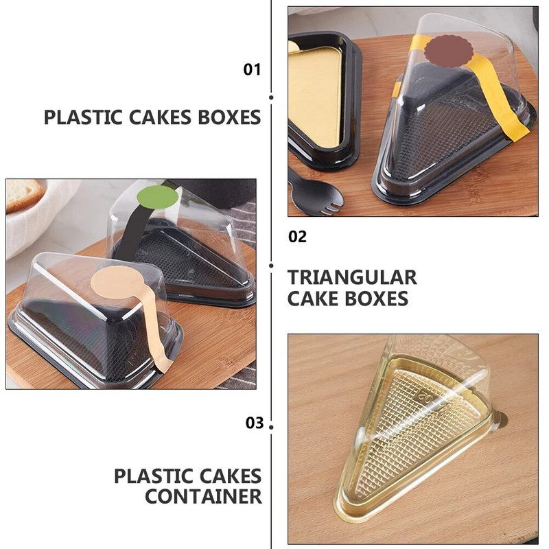 Διαφανή δοχεία για φέτες κέικ: 40 τεμ. Τρίγωνο Τσιζκέικ Βάση Κουτιά συσκευασίας σάντουιτς Μονή ατομική θήκη για cupcake με καπάκια