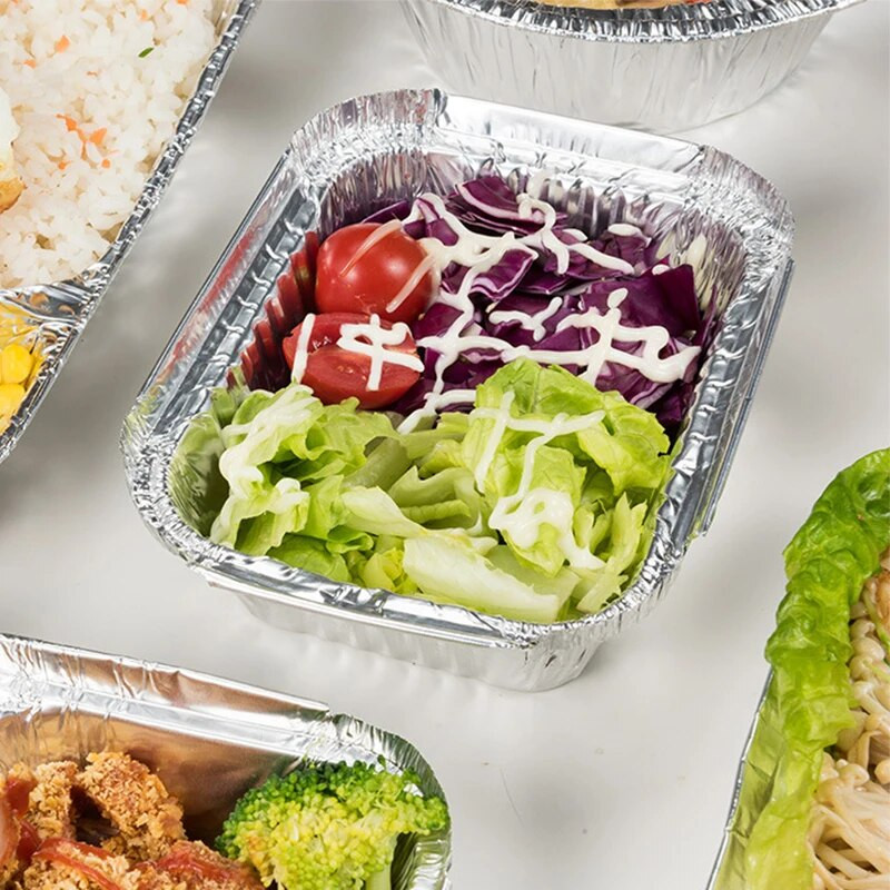 10 vnt. vienkartinės aliuminio folijos stačiakampės lėkštės orinės keptuvės orkaitės kepimo specialios skardos popierinės kepimo skardos dėžutės maisto kokybės kilimėlis