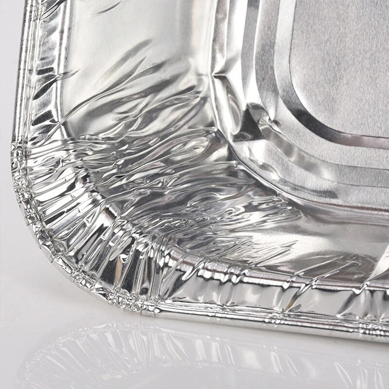 10 vnt. vienkartinės aliuminio folijos stačiakampės lėkštės orinės keptuvės orkaitės kepimo specialios skardos popierinės kepimo skardos dėžutės maisto kokybės kilimėlis