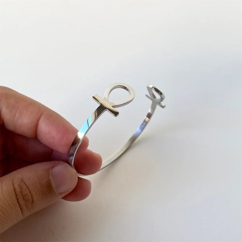 Rozsdamentes acél ókori Egyiptom Ankh mandzsetta karkötők nőknek Vintage Key of Life Állítható karperec férfi amulett ékszer Ajándékok