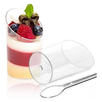 24 PCS Ice-Cream Mousse Dessert Picnic Party Опаковка Десертни чаши Пудингови чаши Пластмасови коледни принадлежности