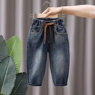Панталони за момчета Пролет и есен 2024 г. Нови детски модни широки дънки Есенни панталони за момчета и бебета
