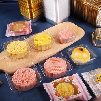 Κινεζικό Παραδοσιακό Φεστιβάλ Μεσοφθινοπώρου Δίσκος Φεγγαρόπιτας Υλικό PET Κατηγορία τροφίμων Κουτί συσκευασίας Mooncake 2 χρώματα & 5 μεγέθη