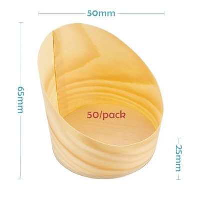50 bucăți x accesorii pentru petreceri de nuntă acasă, 45*45 mm, de unică folosință, din lemn de pin, cartofi prăjiți, ceașcă de servire pentru desert