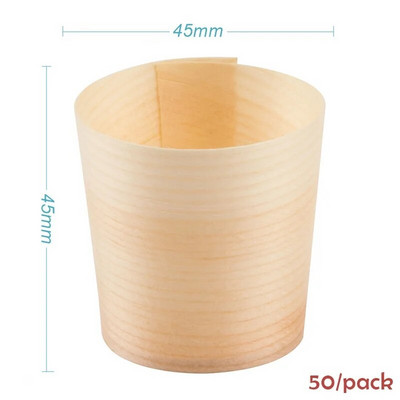 50 bucăți x accesorii pentru petreceri de nuntă acasă, 45*45 mm, de unică folosință, din lemn de pin, cartofi prăjiți, ceașcă de servire pentru desert