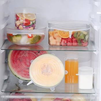6 ΤΕΜ. Κάλυμμα συντήρησης ποιότητας τροφίμων Επαναχρησιμοποιούμενο Δίσκο συντήρησης Ελαστικό κάλυμμα σιλικόνης Organize Storage Tools Αξεσουάρ κουζίνας