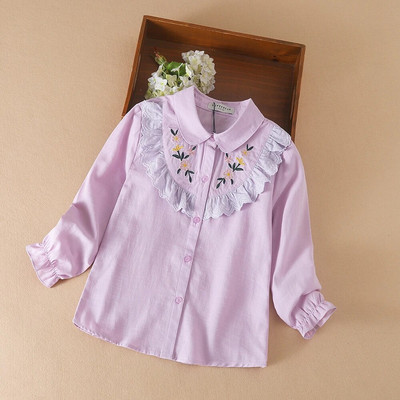 Bluze pentru fete 100% bumbac, alb, cu maneca lunga, haine de toamna pentru copii, pentru 8 10 12 ani, cu broderie, bluze, camasi de scoala pentru fete