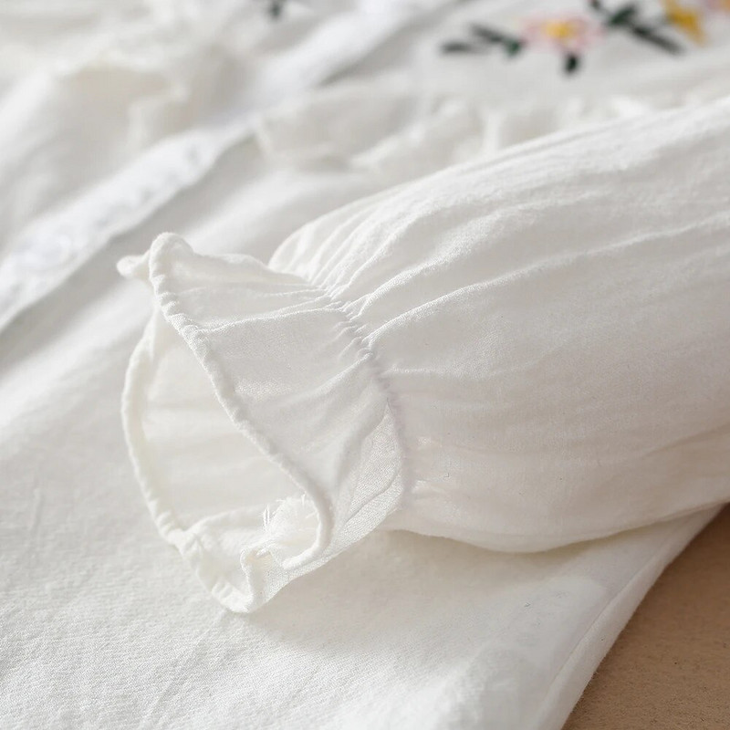 Bluze pentru fete 100% bumbac, alb, cu maneca lunga, haine de toamna pentru copii, pentru 8 10 12 ani, cu broderie, bluze, camasi de scoala pentru fete