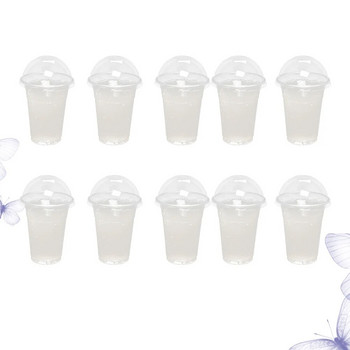 50/100Pcs 360ml/380ml/500ml Διαφανή Πλαστικά Φλυτζάνια Μίας Χρήσης με Θόλο Καπάκια για Τσάι Χυμό Φρούτων Τσάι Επιτραπέζια σκεύη μιας χρήσης