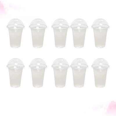 50/100Pcs 360ml/380ml/500ml Διαφανή Πλαστικά Φλυτζάνια Μίας Χρήσης με Θόλο Καπάκια για Τσάι Χυμό Φρούτων Τσάι Επιτραπέζια σκεύη μιας χρήσης