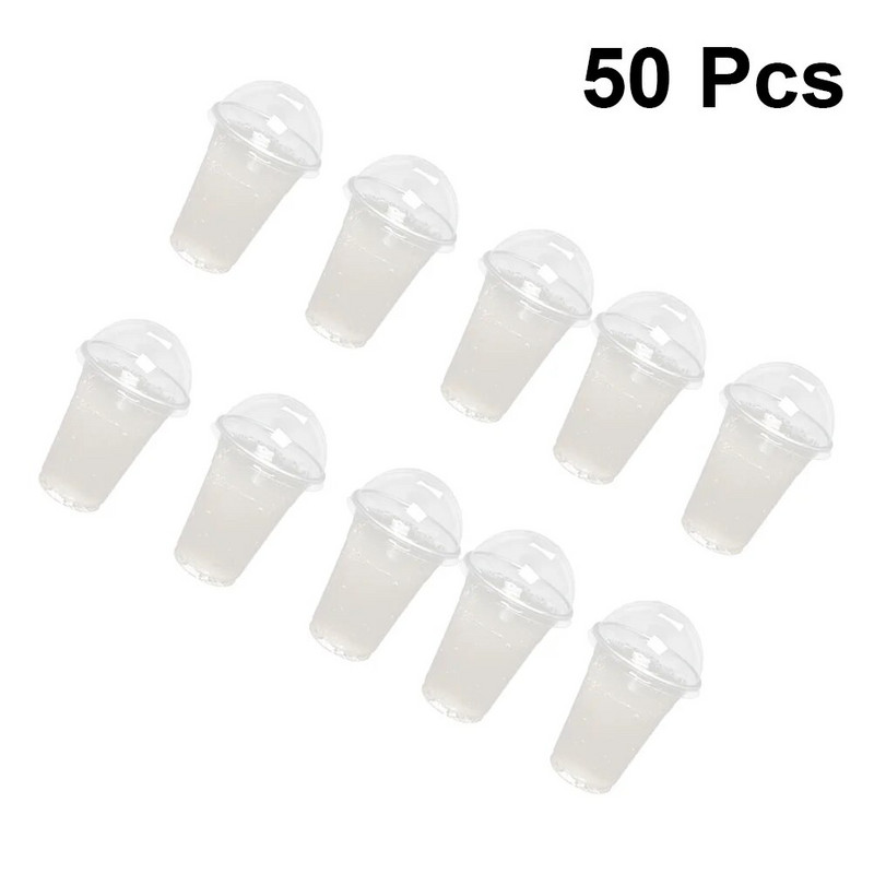 50/100Pcs 360ml/380ml/500ml Διαφανή Πλαστικά Φλυτζάνια Μίας Χρήσης με Θόλο Καπάκια για Τσάι Χυμό Φρούτων Τσάι Επιτραπέζια σκεύη μιας χρήσης