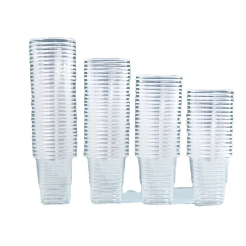 Eldobható átlátszó műanyag pohár, party étkészlet, születésnapi parti, piknik, konyha, kültéri, 100 db
