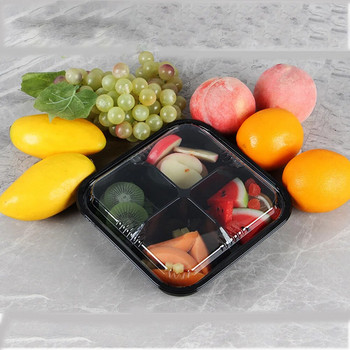 Еднократна пластмасова кутия за опаковане на храна Кутии с капак Преносима кутия за плодове Решетка Контейнери за храна за вкъщи за десерти