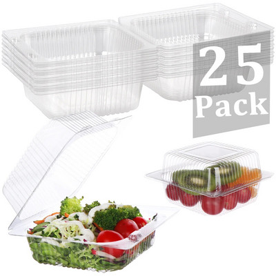 25 бр. Прозрачен контейнер за храна с мида с капак Кутии за обяд за парти за еднократна употреба Кутии за опаковане на храна за пикник Кутии за храна за вкъщи Кутии за торти
