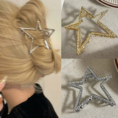 Y2K Aesthetic Metal Hollow Star Pentagram Heart Hair Claws Καρφίτσες μαλλιών για γυναίκες Αλογοουρά Shark Clip Αξεσουάρ για μαλλιά καβούρι νύχια