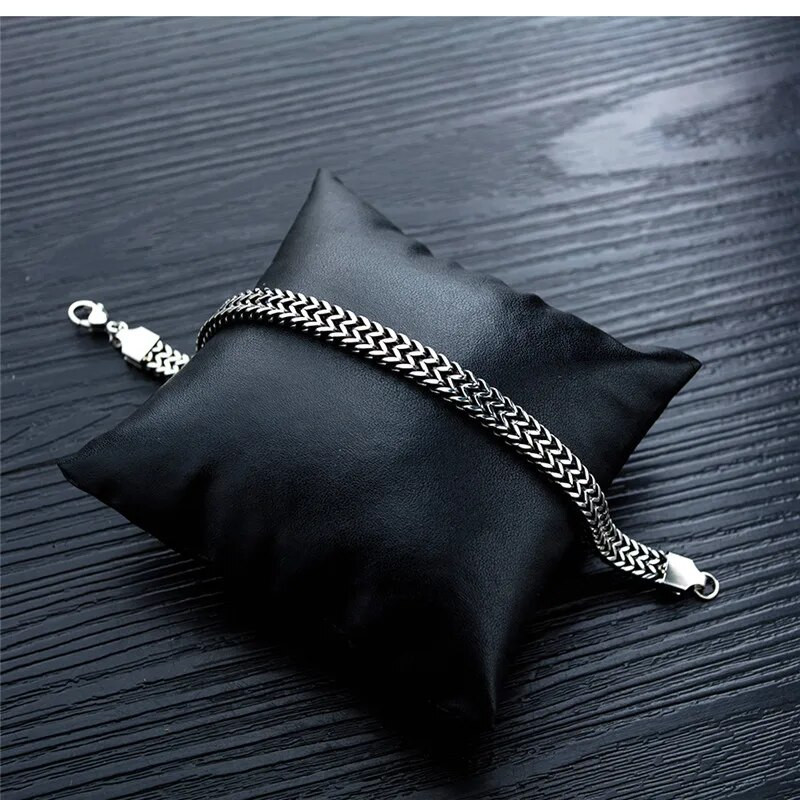 ZORCVENS Brățară și brățară pentru bărbați Cadou de Crăciun Brățară din oțel inoxidabil de culoare argintie Legături de grâu Bijuterii cu lanț dublu Dropshipping