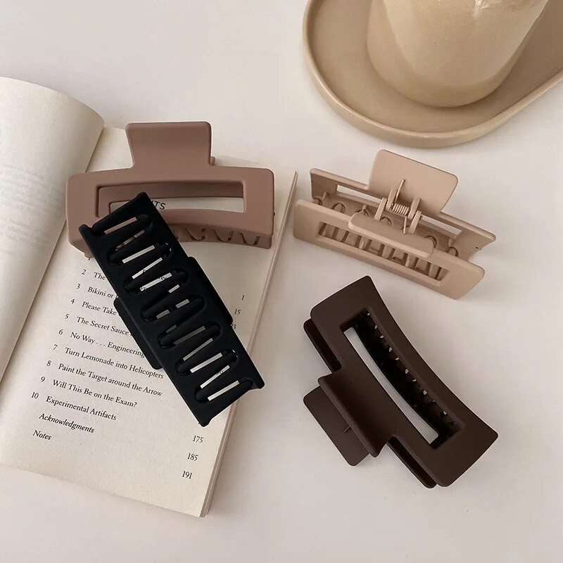 Agrafă de păr pătrată de modă, elegantă, maro, gheare, pentru femei, fete, geometrică, scobită, accesorii pentru păr de iarnă