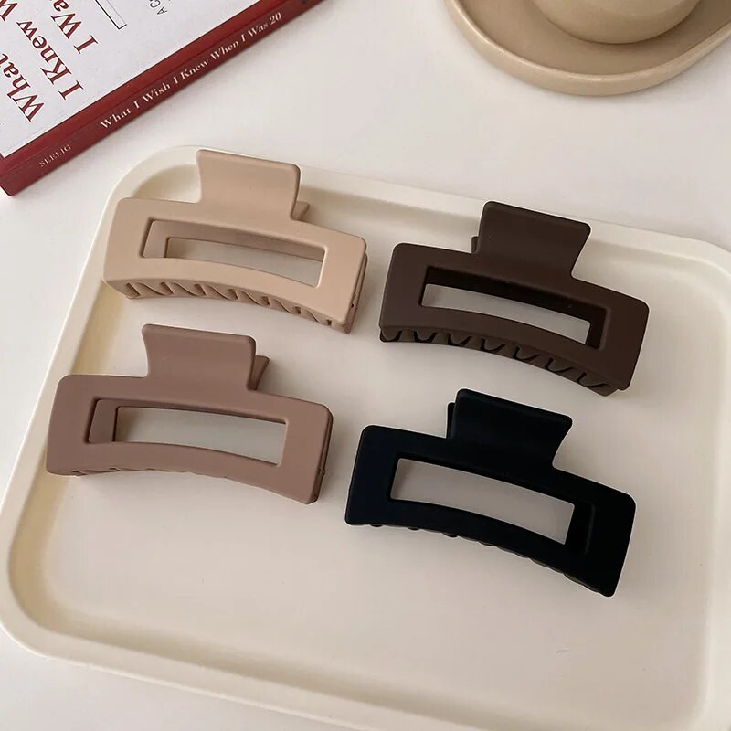 Agrafă de păr pătrată de modă, elegantă, maro, gheare, pentru femei, fete, geometrică, scobită, accesorii pentru păr de iarnă