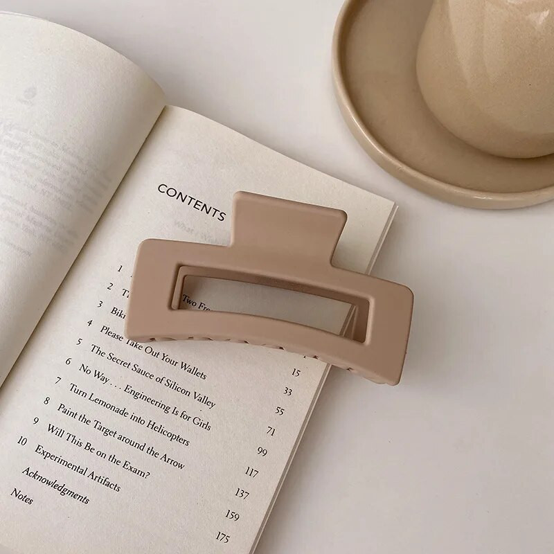 Agrafă de păr pătrată de modă, elegantă, maro, gheare, pentru femei, fete, geometrică, scobită, accesorii pentru păr de iarnă