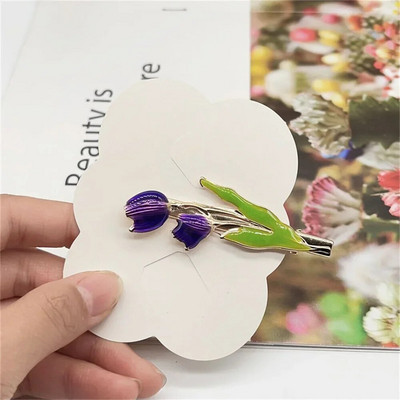 Agrafe cu gheare în formă de floare de lalele de modă Femei Fete Mari, elegante, antiderapante, Suport puternic, Agrafe metalice pentru fălci de păr, pentru zi cu zi.