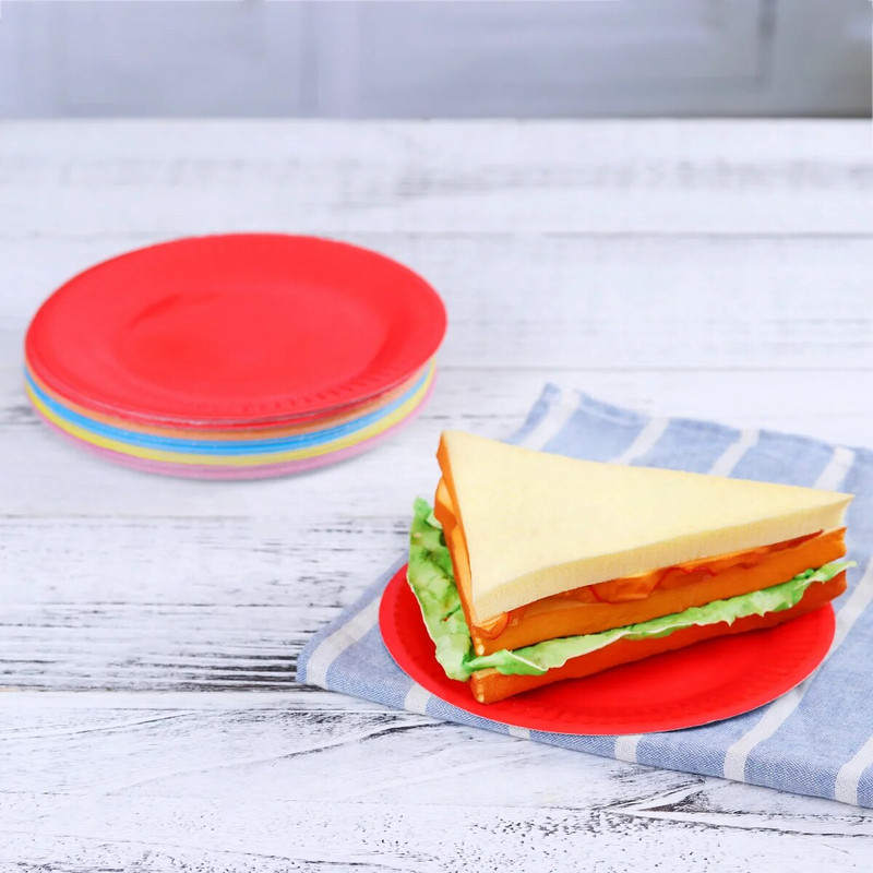 50db Papírtányérok Színes partitányérok Kerek tányérok születésnapi esküvői zuhanyhoz Karácsonyi parti kellékek ( )