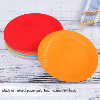 TOYMYTOY 50 бр. Класически различни цветни кръгли хартиени чинии за всички случаи за еднократна употреба Консумативи за рожден ден (смесени цветове)