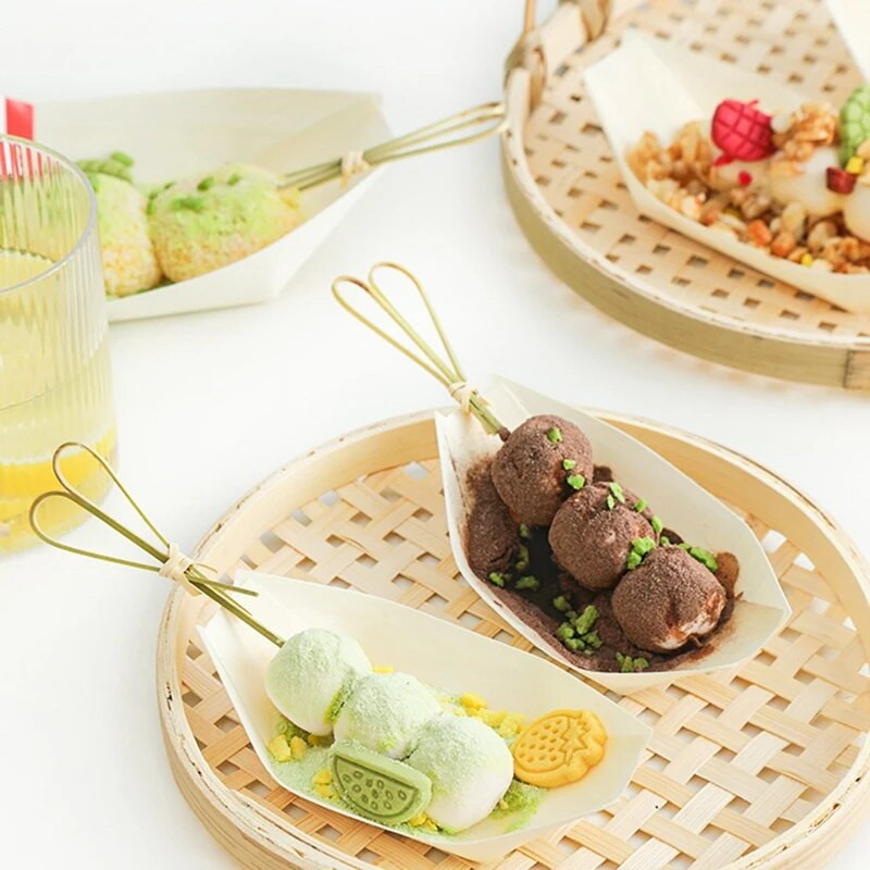 150 vnt. vienkartinių sušių valčių užkandžių lėkštės Medinės užkandžių lėkštės sušių ir sašimi vakarėlių rinkiniai