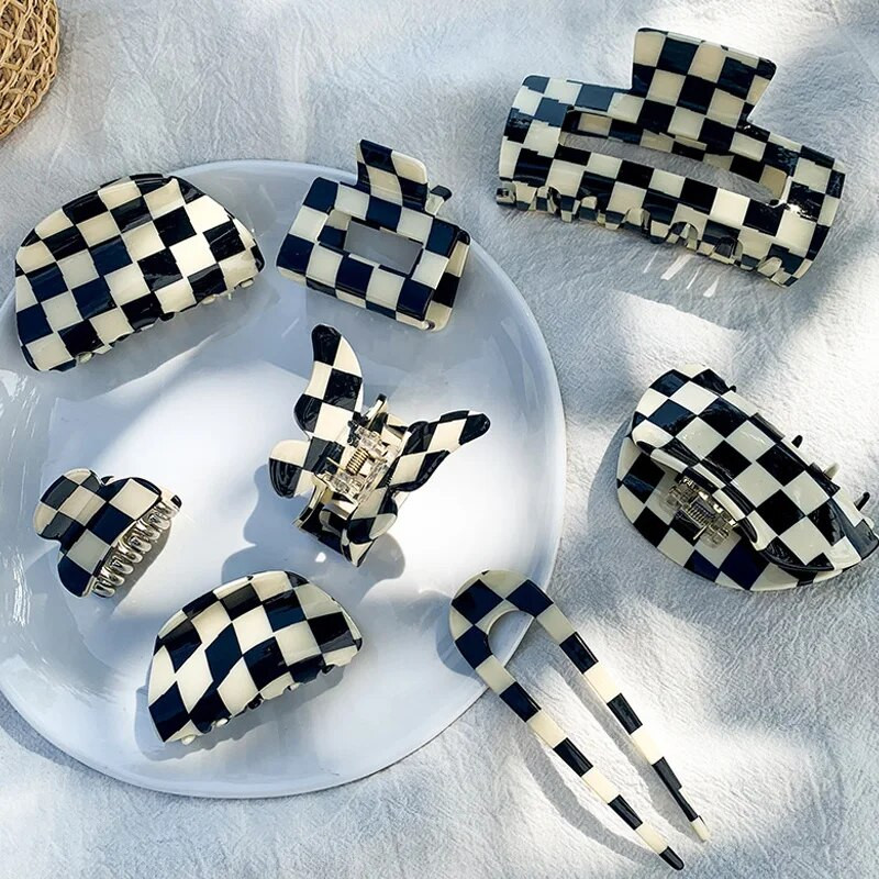 INS Fashion Agrafe acrilice cu gheare pentru păr, negru, alb, neted, bej, neregulat, geometric, ac de păr pentru femei, bijuterii, cadouri