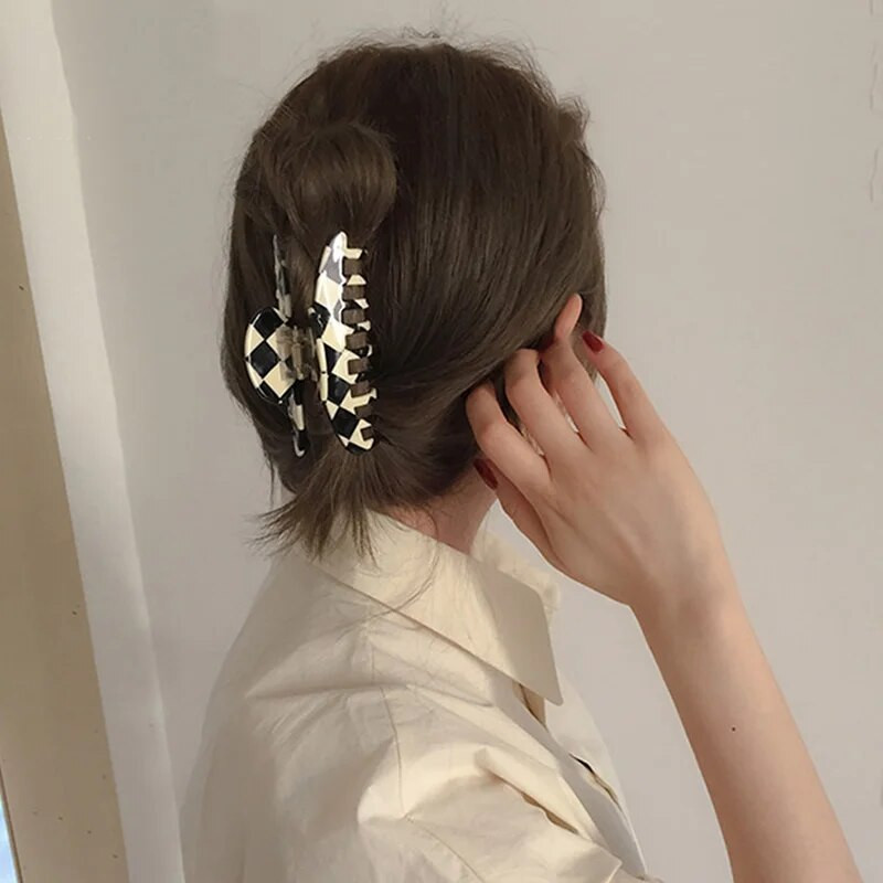 INS Fashion Agrafe acrilice cu gheare pentru păr, negru, alb, neted, bej, neregulat, geometric, ac de păr pentru femei, bijuterii, cadouri