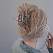 Pentagramă colorată în acetat Y2k Moda mare, strălucitoare, stea cu cinci colțuri, clemă de păr, gheare, acid acetic, clemă de rechin, accesorii pentru păr