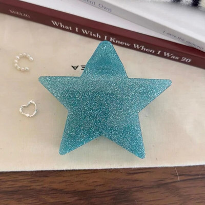 Pentagramă colorată în acetat Y2k Moda mare, strălucitoare, stea cu cinci colțuri, clemă de păr, gheare, acid acetic, clemă de rechin, accesorii pentru păr