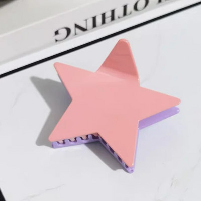 Pentagramă colorată în acetat Y2k Moda mare, strălucitoare, stea cu cinci colțuri, clemă de păr, gheare, acid acetic, clemă de rechin, accesorii pentru păr