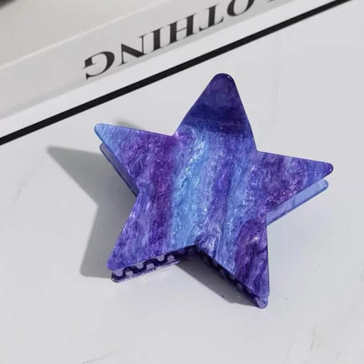 Pentagramă colorată în acetat Y2k Moda mare, strălucitoare, stea cu cinci colțuri, clemă de păr, gheare, acid acetic, clemă de rechin, accesorii pentru păr