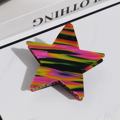 Pentagramă colorată în acetat Y2k Moda mare, strălucitoare, stea cu cinci colțuri, clemă de păr, gheare, acid acetic, clemă de rechin, accesorii pentru păr