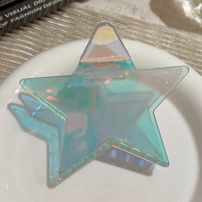 Pentagramă colorată în acetat Y2k Moda mare, strălucitoare, stea cu cinci colțuri, clemă de păr, gheare, acid acetic, clemă de rechin, accesorii pentru păr