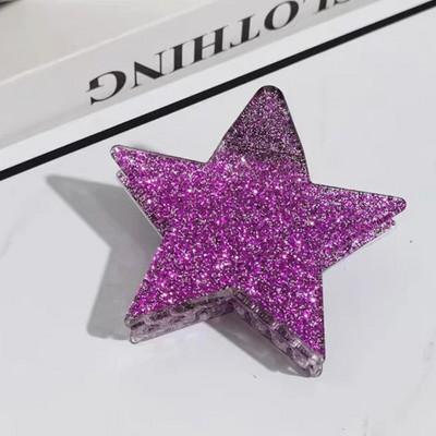 Pentagramă colorată în acetat Y2k Moda mare, strălucitoare, stea cu cinci colțuri, clemă de păr, gheare, acid acetic, clemă de rechin, accesorii pentru păr