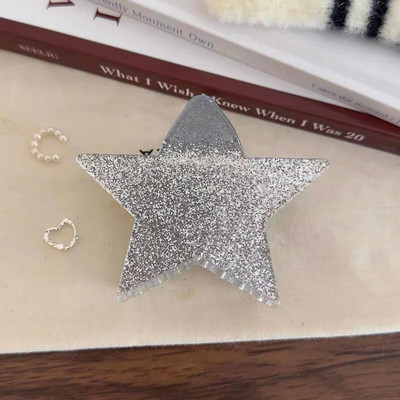 Pentagramă colorată în acetat Y2k Moda mare, strălucitoare, stea cu cinci colțuri, clemă de păr, gheare, acid acetic, clemă de rechin, accesorii pentru păr