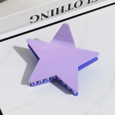 Pentagramă colorată în acetat Y2k Moda mare, strălucitoare, stea cu cinci colțuri, clemă de păr, gheare, acid acetic, clemă de rechin, accesorii pentru păr