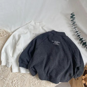 Tricouri noi de toamnă pentru copii, cu litere din spate, cu bază pe jumătate înaltă, Topuri, băieți, fete, bumbac, pulover cu mânecă lungă