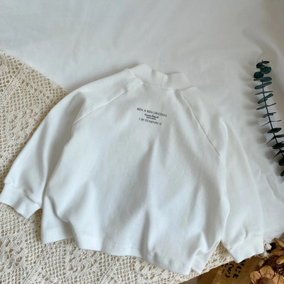 Tricouri noi de toamnă pentru copii, cu litere din spate, cu bază pe jumătate înaltă, Topuri, băieți, fete, bumbac, pulover cu mânecă lungă