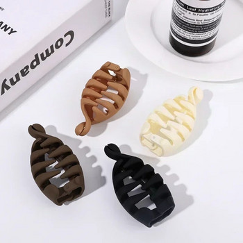 Корейски щипки с усукани нокти Плътен цвят Опростен дизайн Инструмент за оформяне с висока конска опашка Аксесоари за коса Дръжка за коса от рак за жени Шапки
