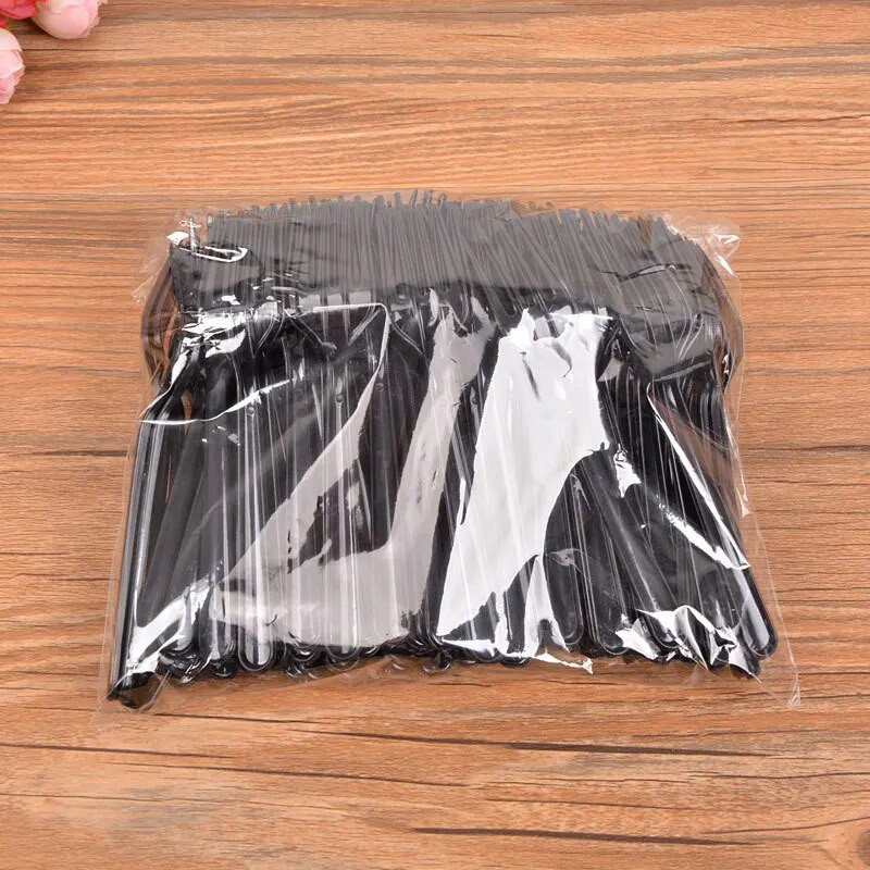 50/100 tk 11,5 cm ühekordselt kasutatav must läbipaistev kahvlikork, puu nelja hambakahvliga sünnipäevapeo pulmakoogi magustoidu tarvikud