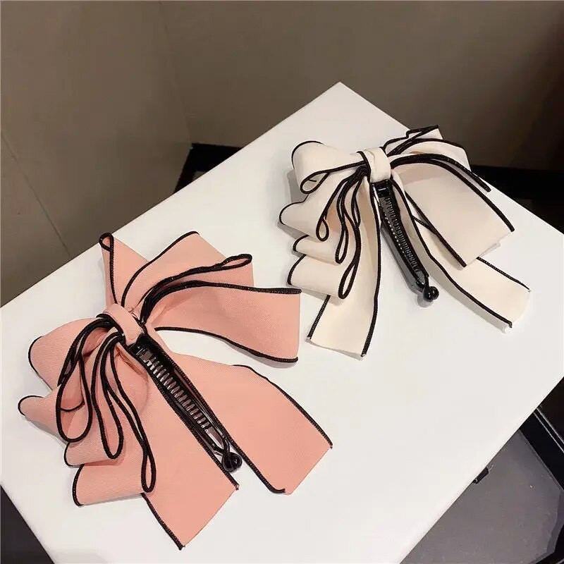 Új szalag masni banáncsipesz aranyos gyöngyház hajcsat Barrette női hajkiegészítők divat egyszínű elegáns hajkörmök
