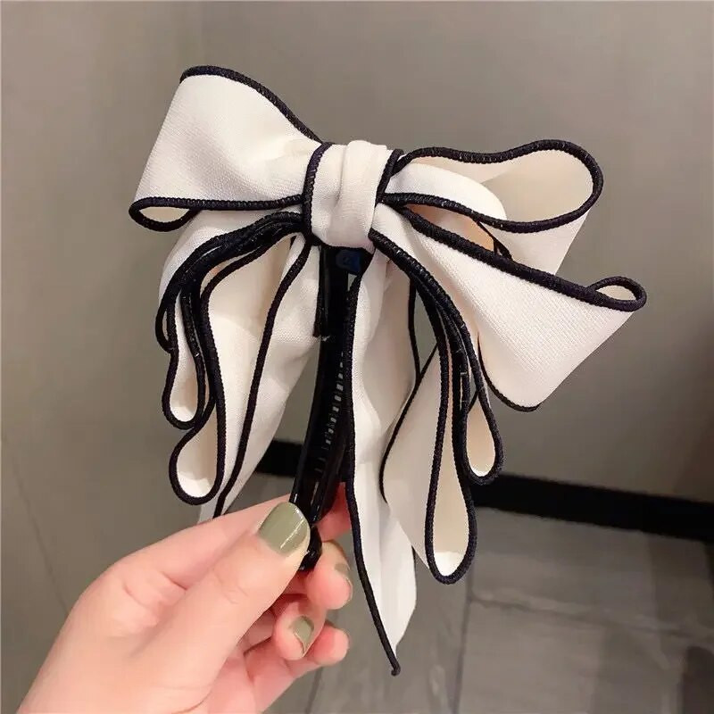 Új szalag masni banáncsipesz aranyos gyöngyház hajcsat Barrette női hajkiegészítők divat egyszínű elegáns hajkörmök